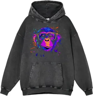 DUODUO Men's Acid Washe Graphic Hoodies Oversized Streetwear Vintage Pullover Top