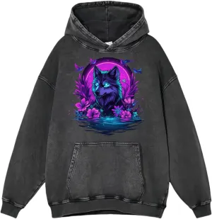 DUODUO Men's Acid Washe Graphic Hoodies Oversized Streetwear Vintage Pullover Top