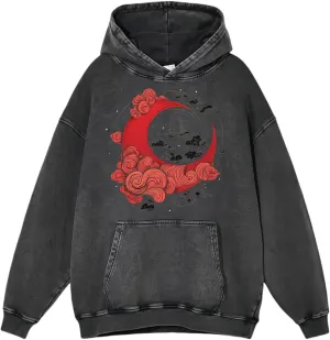 DUODUO Men's Acid Washe Graphic Hoodies Oversized Streetwear Vintage Pullover Top