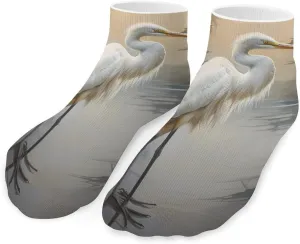 Egret Printed Ankle Socks No Show Sock Low-Cut Athletic Socks for Men Women 1 Pair