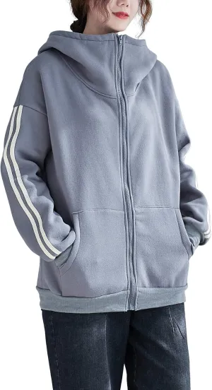 ellazhu Women Zip-Up Casual Fall Pocket Long Sleeve Hoodie Coat Outwear GA2120 A