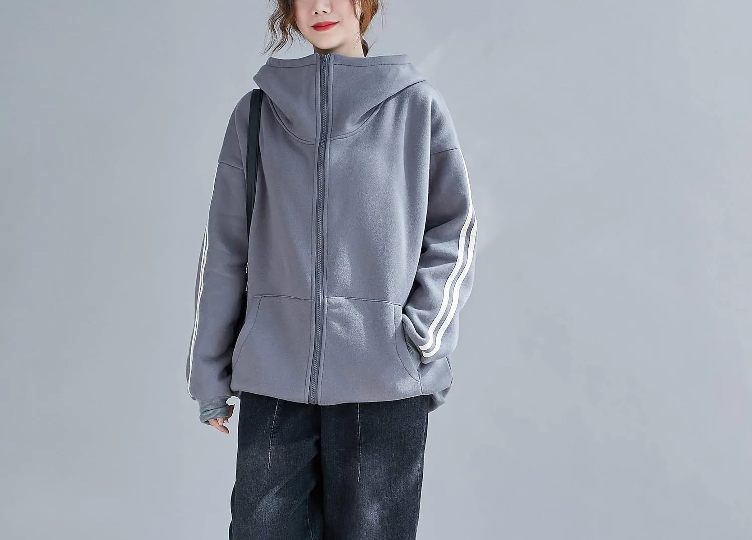 ellazhu Women Zip-Up Casual Fall Pocket Long Sleeve Hoodie Coat Outwear GA2120 A