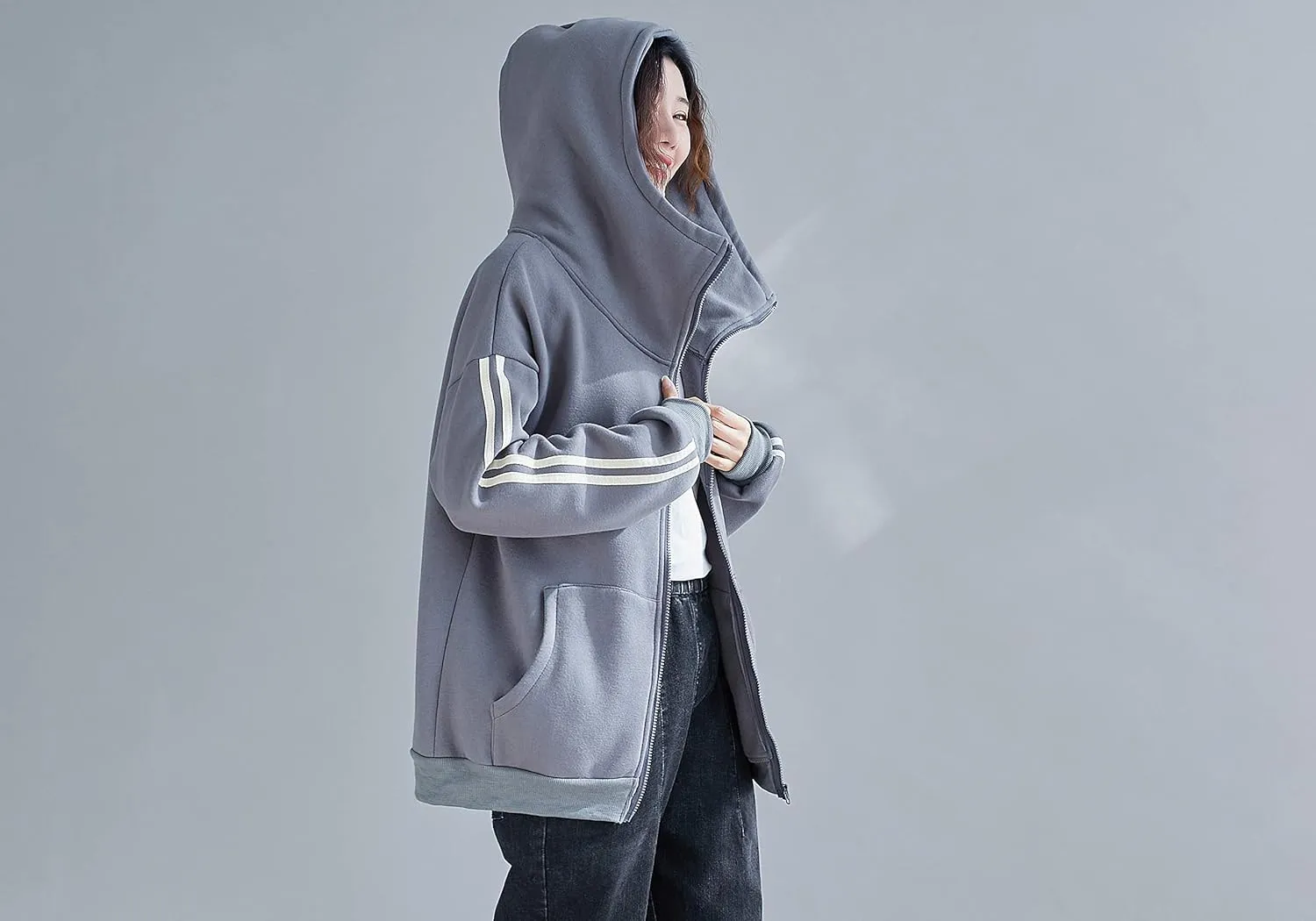 ellazhu Women Zip-Up Casual Fall Pocket Long Sleeve Hoodie Coat Outwear GA2120 A