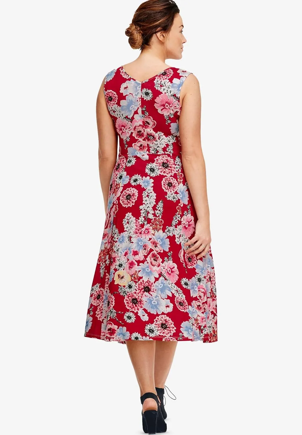 ellos Plus Size Sleeveless Knit Fit and Flare Knit Dress