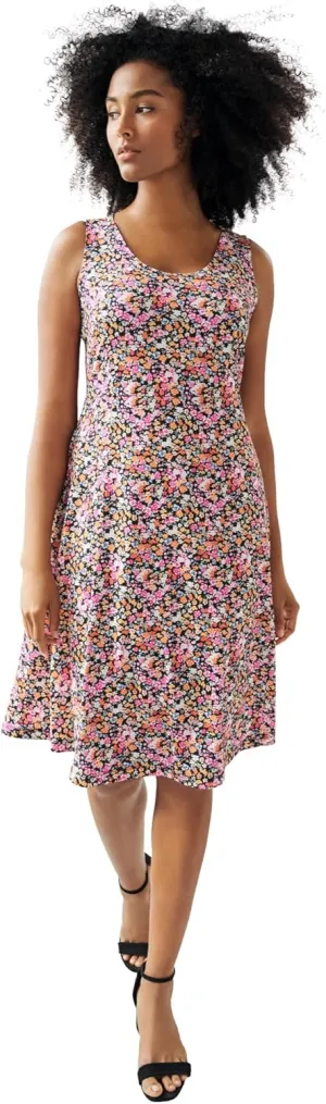 ellos Plus Size Sleeveless Knit Fit and Flare Knit Dress