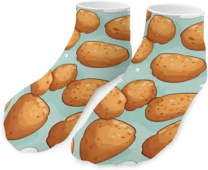 Fired Potato Balls Printed Ankle Socks No Show Sock Low-Cut Athletic Socks for Men Women 1 Pair