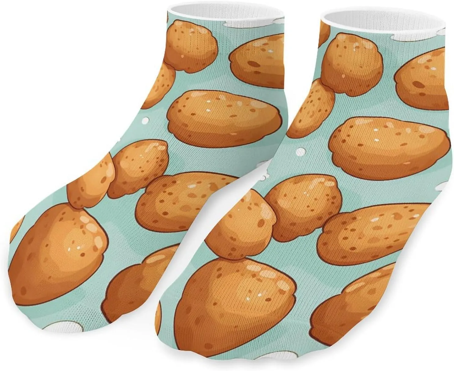 Fired Potato Balls Printed Ankle Socks No Show Sock Low-Cut Athletic Socks for Men Women 1 Pair