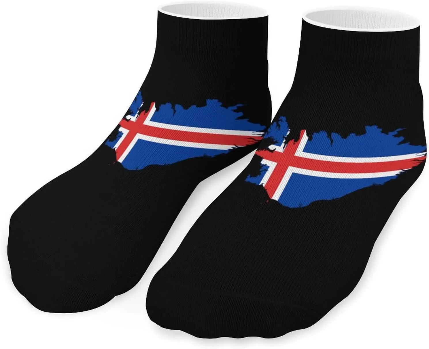 Flag Map of Iceland Printed Ankle Socks No Show Sock Low-Cut Athletic Socks for Men Women 1 Pair