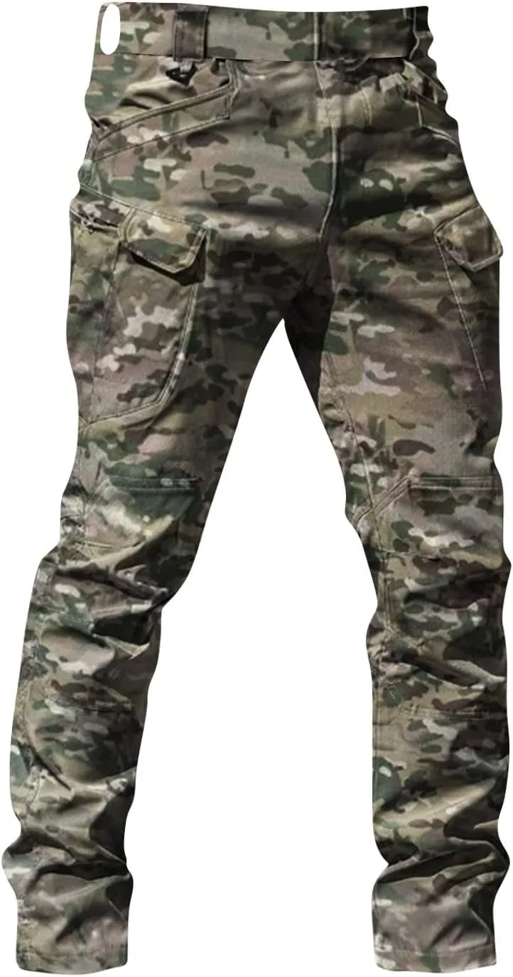 Flexcamo -Tactical Waterproof Pants Tactical Pant for Men Relaxed Fit Work Camo Hiking Cargo Pants Multi Pockets