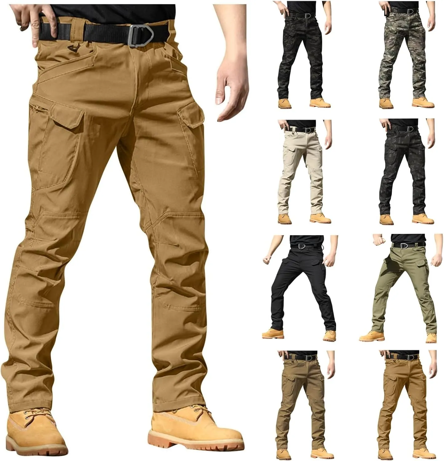 Flexcamo -Tactical Waterproof Pants Tactical Pant for Men Relaxed Fit Work Camo Hiking Cargo Pants Multi Pockets