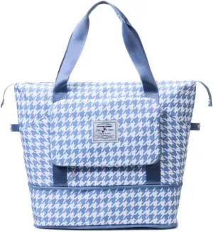 Foldable Travel Tote Bag Duffle Bag with Wet Pocket Gym Bag for Men Women Weekender Overnight Duffel Bag (Blue)