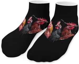 Funny Chicken Pick Heads Printed Ankle Socks No Show Sock Low-Cut Athletic Socks for Men Women 1 Pair