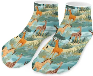 Giraffe Forests Printed Ankle Socks No Show Sock Low-Cut Athletic Socks for Men Women 1 Pair