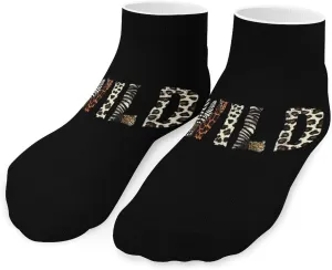 Giraffe Wolf Leopard Zebra Wild Letter Printed Ankle Socks No Show Sock Low-Cut Athletic Socks for Men Women 1 Pair