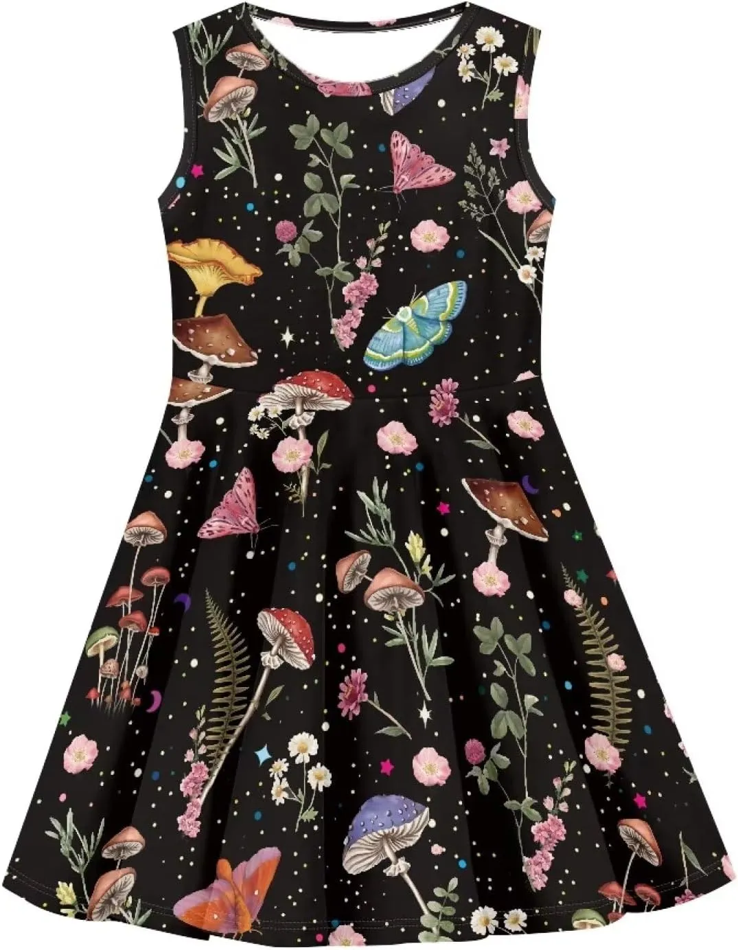 Girls Dresses Size 3-16 Kids Summer Sleeveless Midi Dress Beach Sundress Crewneck A Line Party