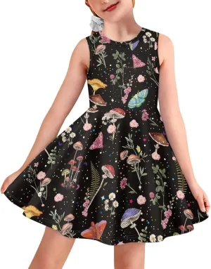 Girls Dresses Size 3-16 Kids Summer Sleeveless Midi Dress Beach Sundress Crewneck A Line Party