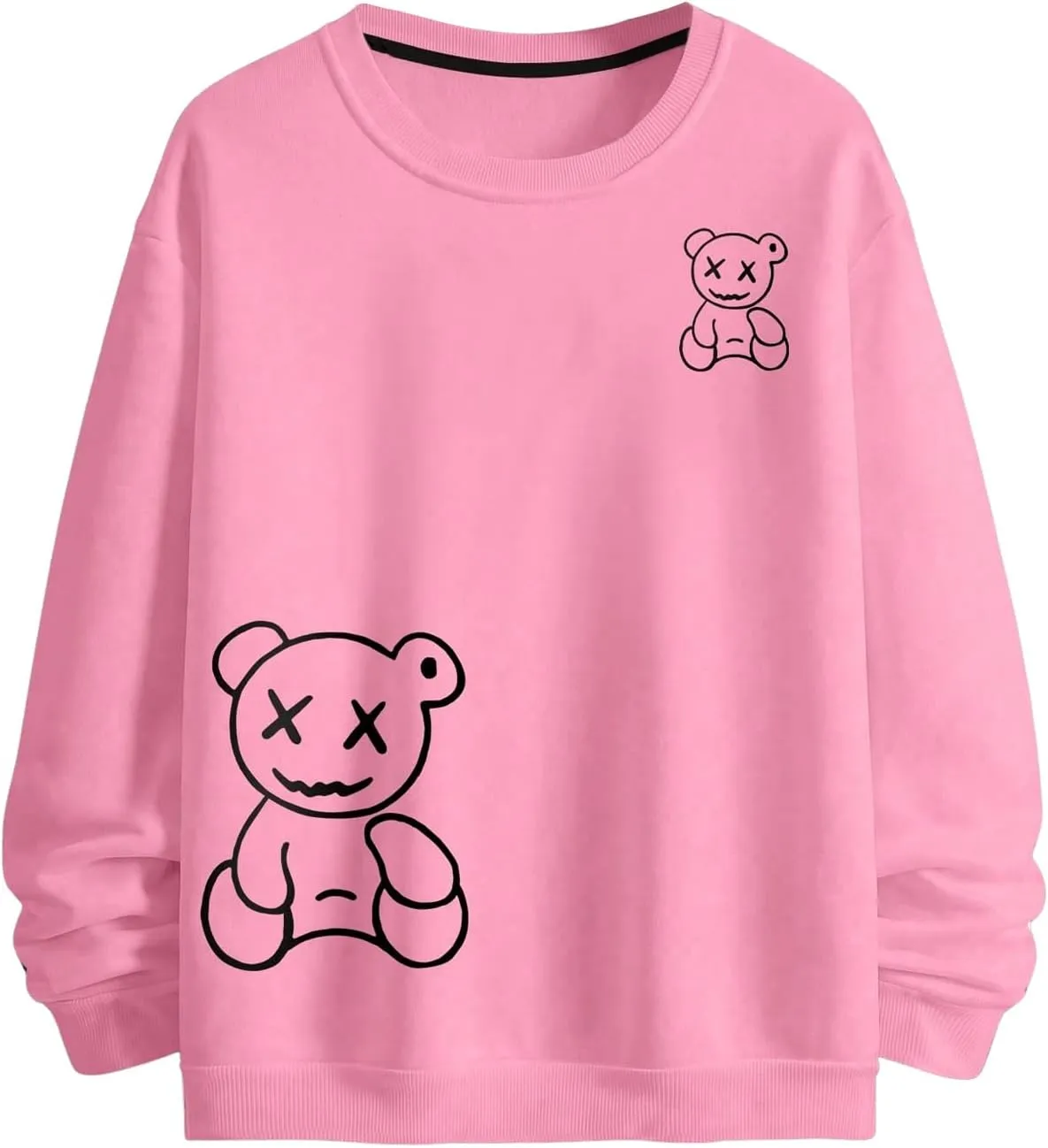 GORGLITTER Men's Bear Graphic Sweatshirt Long Sleeve Crew Neck Drop Shoulder Pullover Tops