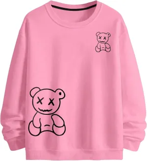 GORGLITTER Men's Bear Graphic Sweatshirt Long Sleeve Crew Neck Drop Shoulder Pullover Tops