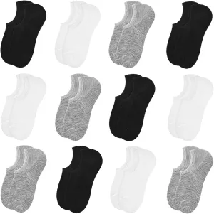 GRPSKCOS No Show Socks Men- 12 Pairs Invisible Socks with Anti-Slip Silicon Sneakers Flats Loafers Casual Low Cut Socks