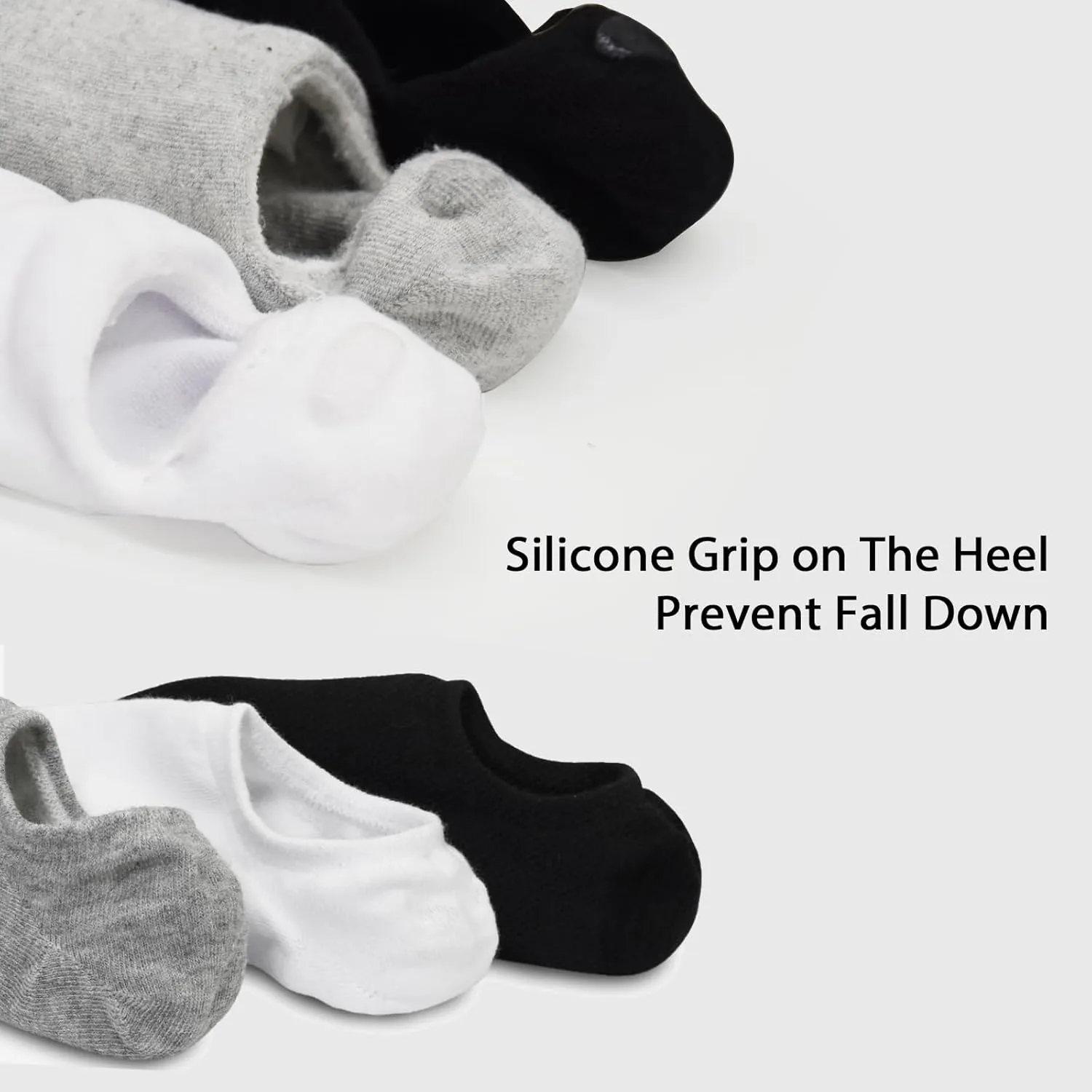 GRPSKCOS No Show Socks Men- 12 Pairs Invisible Socks with Anti-Slip Silicon Sneakers Flats Loafers Casual Low Cut Socks