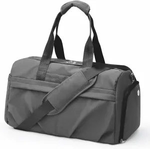 Gym Bag for Women Men with Shoe Compartment, Sport Duffel Bag, Waterproof Travel Weekender Overnight Carry on Bag for Yoga with Trolley Sleeve, A21- Grey, Men Gym Bag