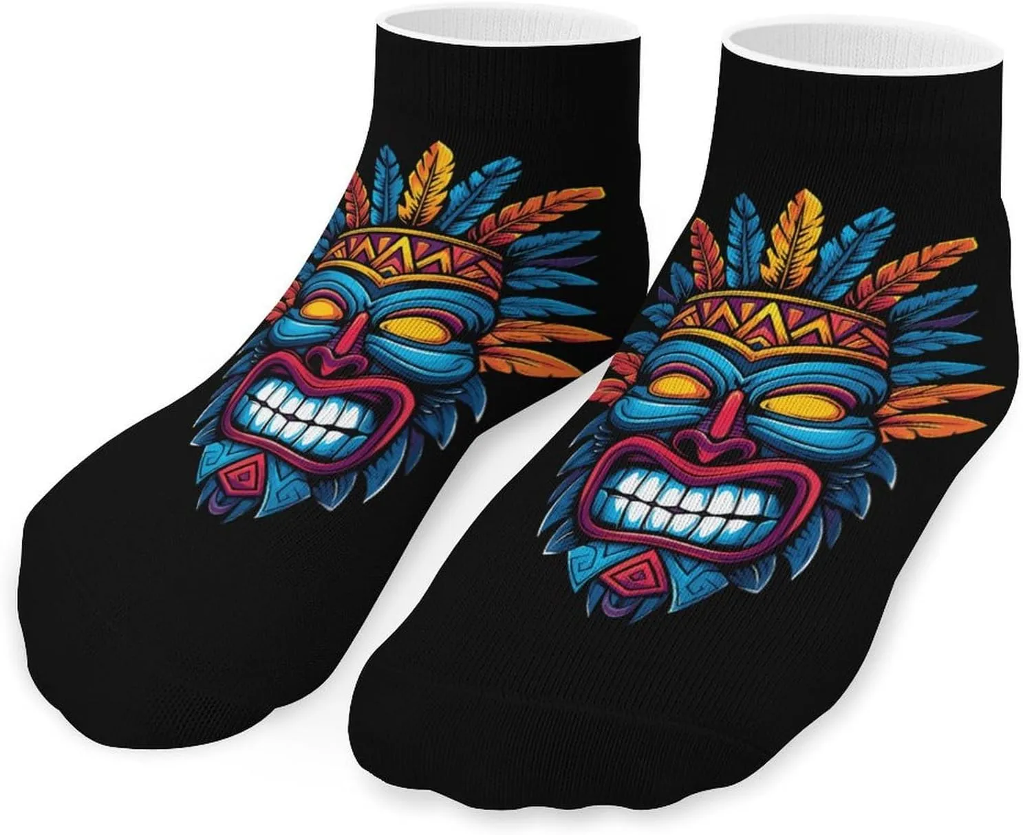 Hawaii Tiki Mask Printed Ankle Socks No Show Sock Low-Cut Athletic Socks for Men Women 1 Pair