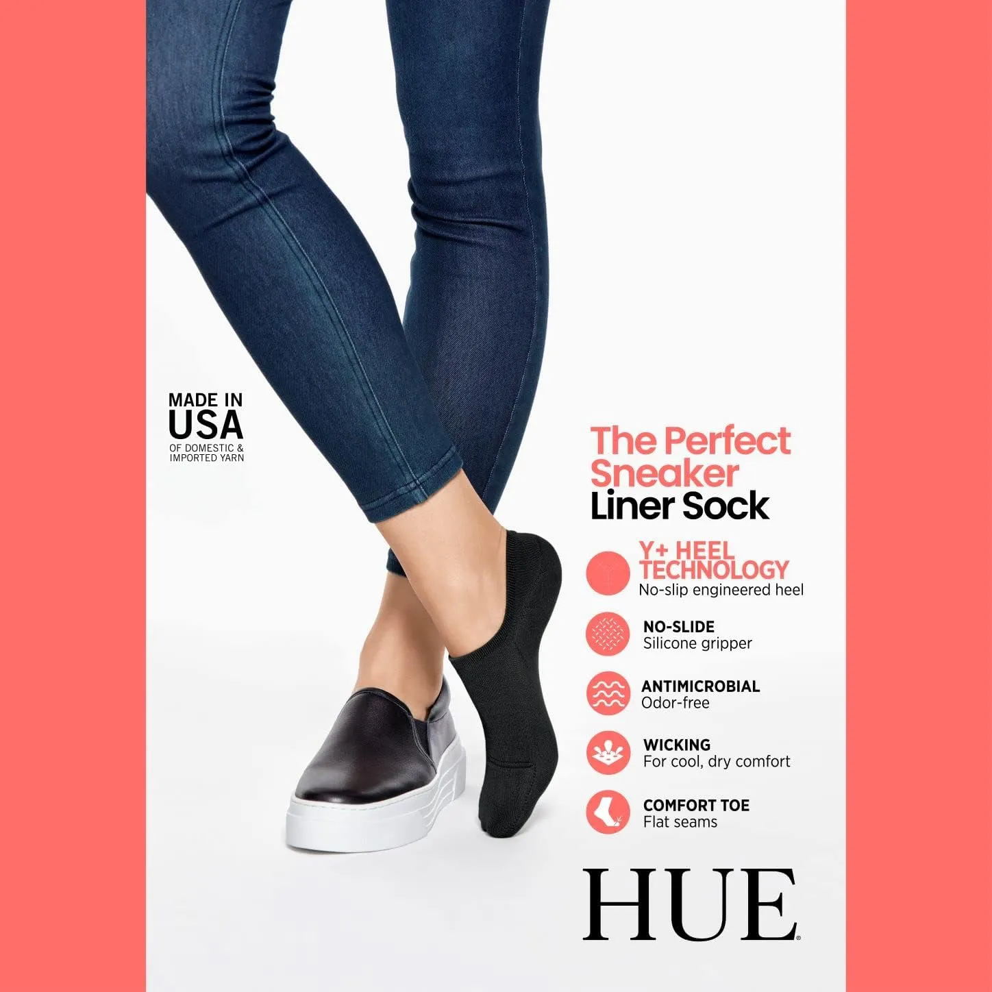 HUE Women's The Perfect Sneaker Liner 3 Pair Pack