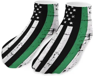 Irish U.S. Flag Printed Ankle Socks No Show Sock Low-Cut Athletic Socks for Men Women 1 Pair