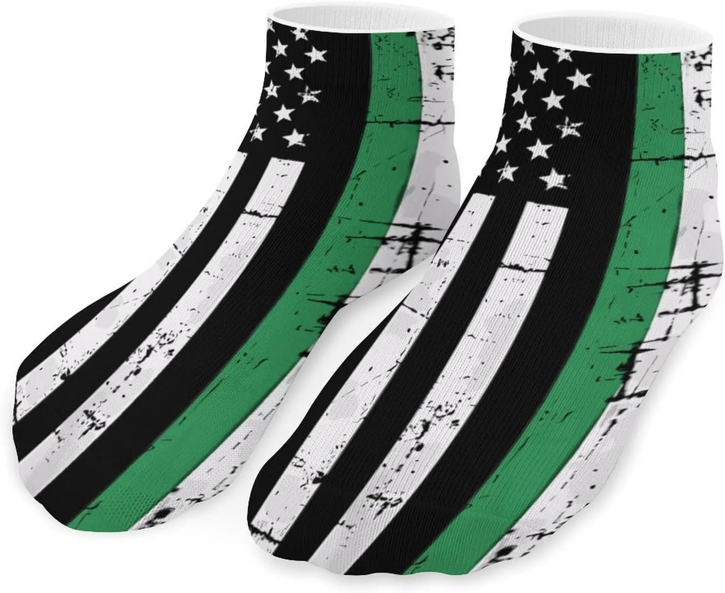 Irish U.S. Flag Printed Ankle Socks No Show Sock Low-Cut Athletic Socks for Men Women 1 Pair