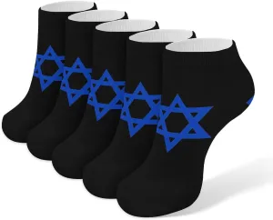 Israel Flag Hexagram 5 Pairs Ankle Socks Non Slip Low Cut Sock Casual Athletic Short Socks No Show Socks for Women & Men