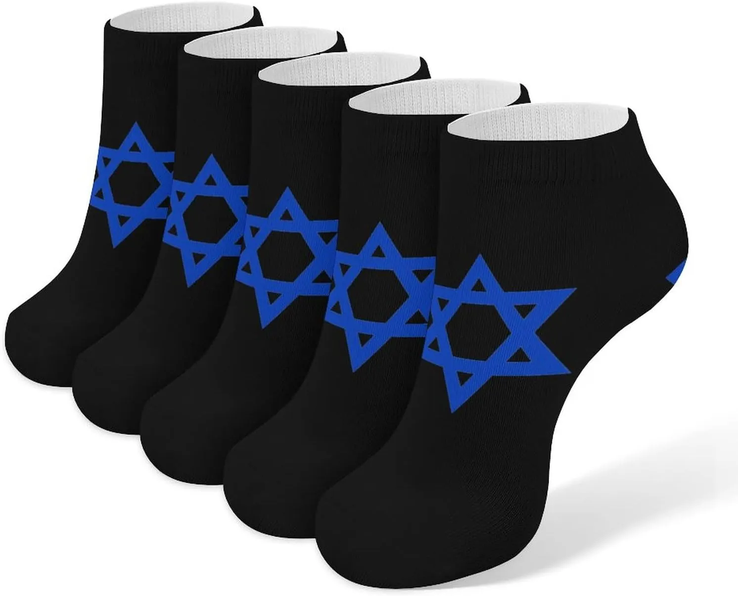 Israel Flag Hexagram 5 Pairs Ankle Socks Non Slip Low Cut Sock Casual Athletic Short Socks No Show Socks for Women & Men