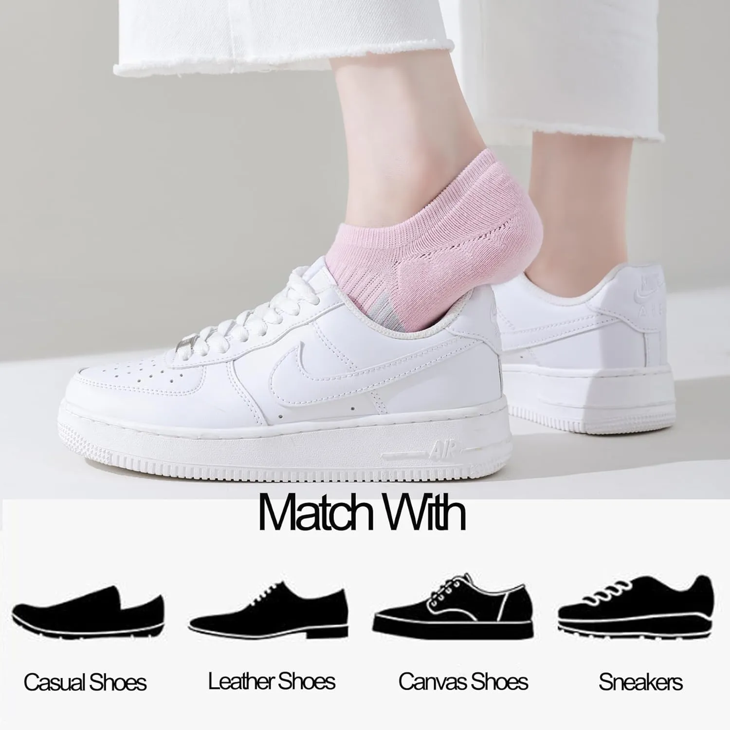 JORMATT No Show Socks Womens Cushioned Low Cut Athletic Liner for Sneakers Ankle Invisible Running Socks Non Slip