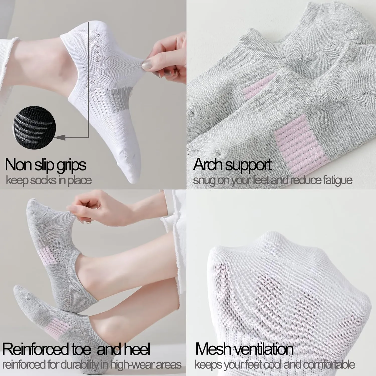 JORMATT No Show Socks Womens Cushioned Low Cut Athletic Liner for Sneakers Ankle Invisible Running Socks Non Slip