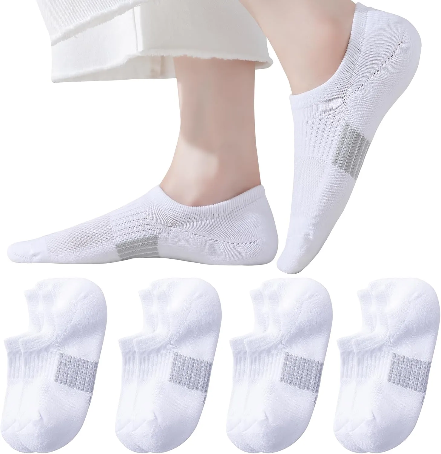 JORMATT No Show Socks Womens Cushioned Low Cut Athletic Liner for Sneakers Ankle Invisible Running Socks Non Slip