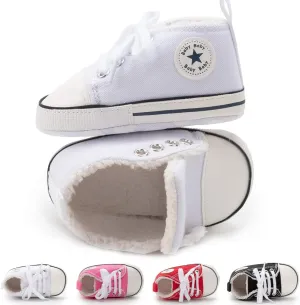 KIDSUN Unisex Baby Boy Girl Canvas Sneaker Soft Sole Infant Lace up Newborn Ankle Toddler First Walkers Crib Shoes