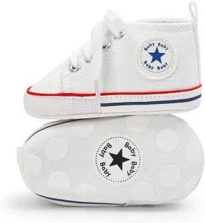 KIDSUN Unisex Baby Boy Girl Canvas Sneaker Soft Sole Infant Lace up Newborn Ankle Toddler First Walkers Crib Shoes