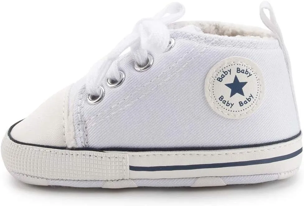 KIDSUN Unisex Baby Boy Girl Canvas Sneaker Soft Sole Infant Lace up Newborn Ankle Toddler First Walkers Crib Shoes
