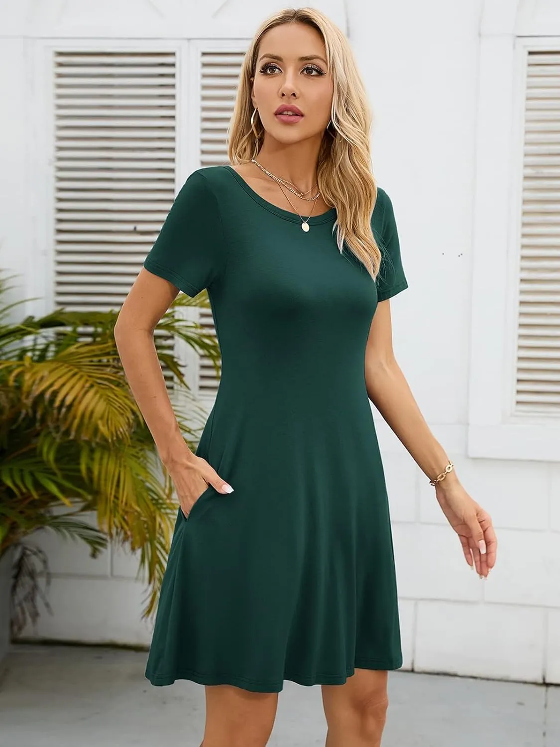 KORSIS Summer Dresses for Women Casual T-Shirt Dresses Swing Flowy Beach Vacation Sundress with Pockets (S-3XL)