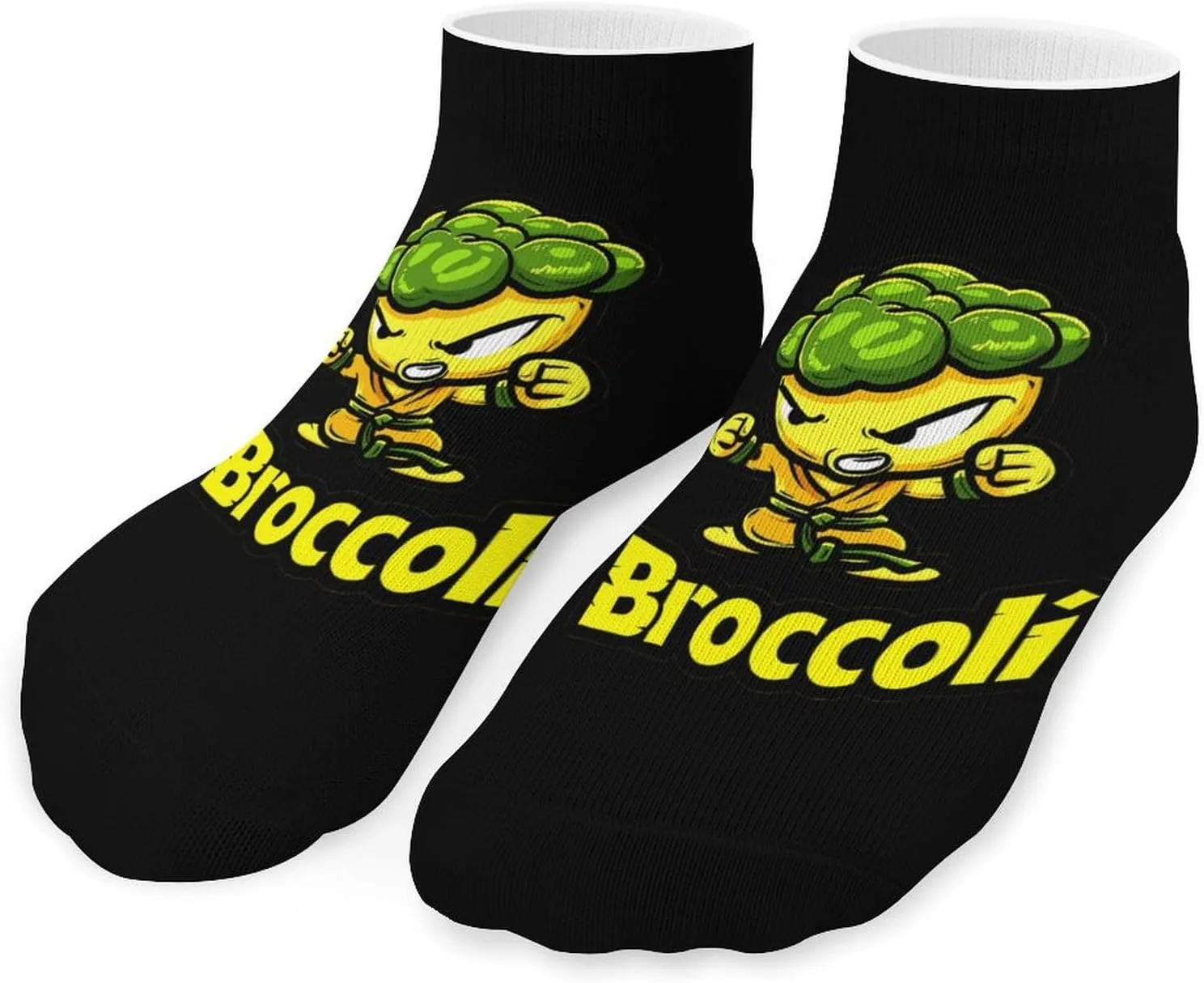 Kung Fu Broccoli Printed Ankle Socks No Show Sock Low-Cut Athletic Socks for Men Women 1 Pair