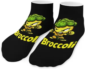 Kung Fu Broccoli Printed Ankle Socks No Show Sock Low-Cut Athletic Socks for Men Women 1 Pair