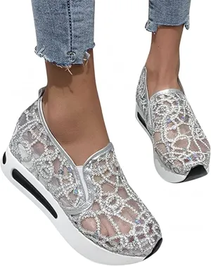 Ladmiple Sneakers For Women Comfortable Shoes Slip On Walking Platform Shoes Dressy Summer Fashion Non Slip Flat Loafers