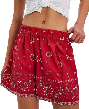 Lauweion Womens Boho High Waisted Shorts Paisley Print 2025 Summer Lounge Beach Boxer Shorts with Pockets