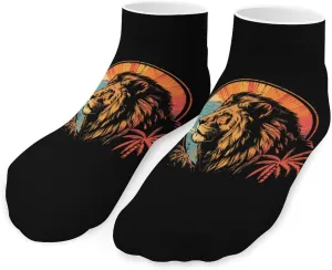 Lion Vintage Sun Palms Printed Ankle Socks No Show Sock Low-Cut Athletic Socks for Men Women 1 Pair