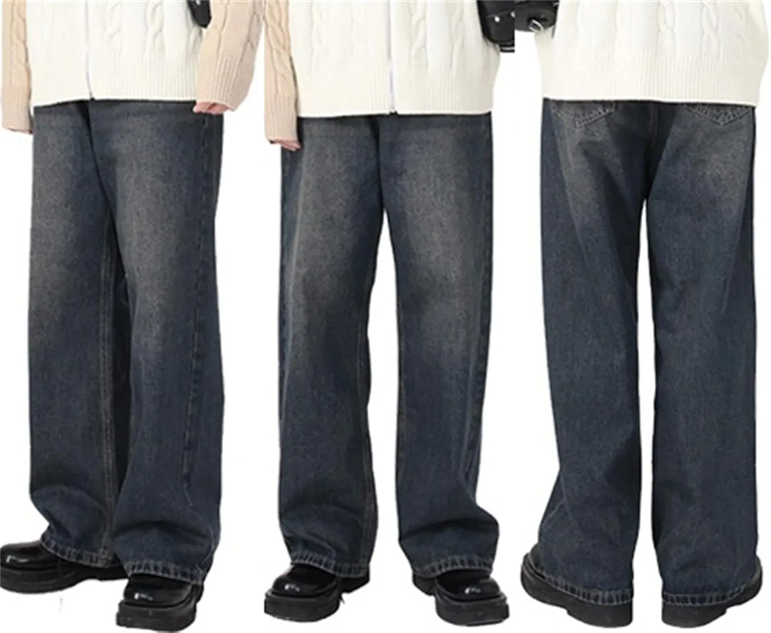 Men's Comfort Flex Waist Relaxed Fit Jean Straight Leg Jeans Casual Denim Pants Carpenter Jean