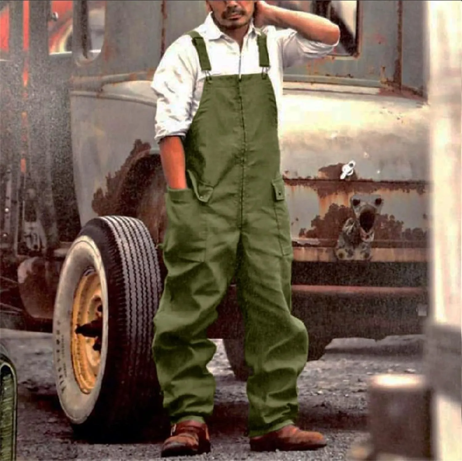 Mens Overalls Carpenter Stretch Durable Sweatpants Business Trousers Running Casual Coveralls with Pocket