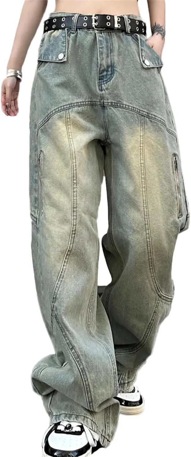 Men's Relaxed Fit Canvas Double-Front Utility Work Pant Baggy Jeans Loose Fit Hip Hop Pants