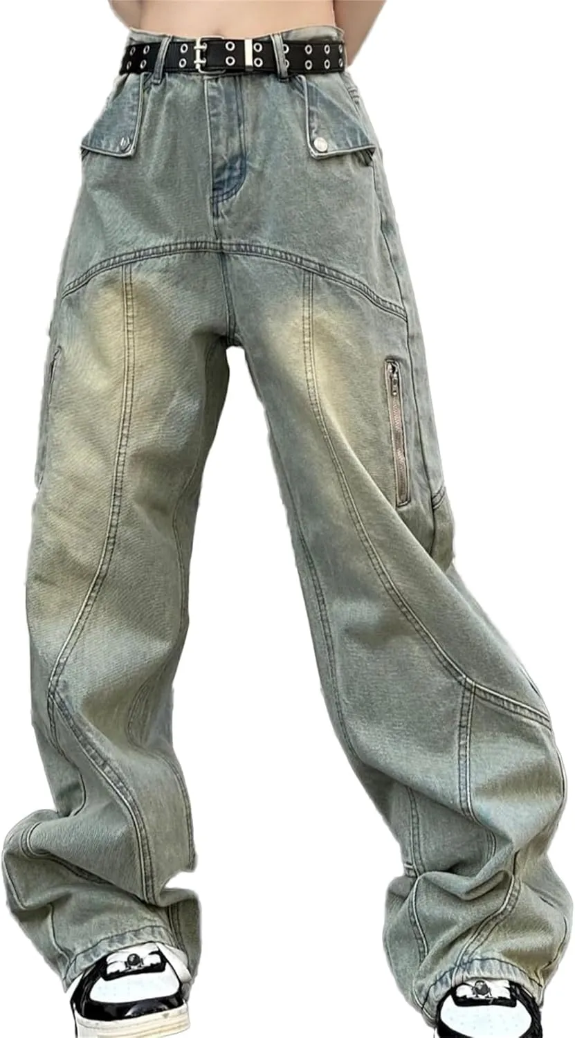Men's Relaxed Fit Canvas Double-Front Utility Work Pant Baggy Jeans Loose Fit Hip Hop Pants