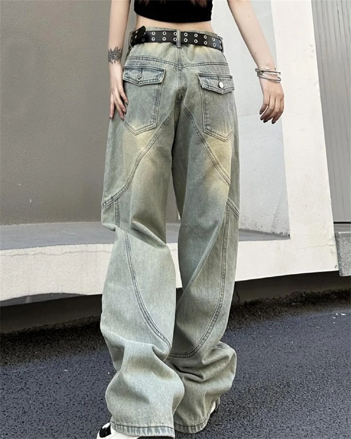 Men's Relaxed Fit Canvas Double-Front Utility Work Pant Baggy Jeans Loose Fit Hip Hop Pants