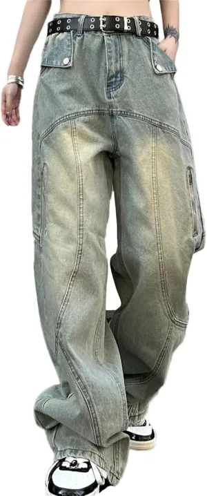 Men's Relaxed Fit Canvas Double-Front Utility Work Pant Baggy Jeans Loose Fit Hip Hop Pants