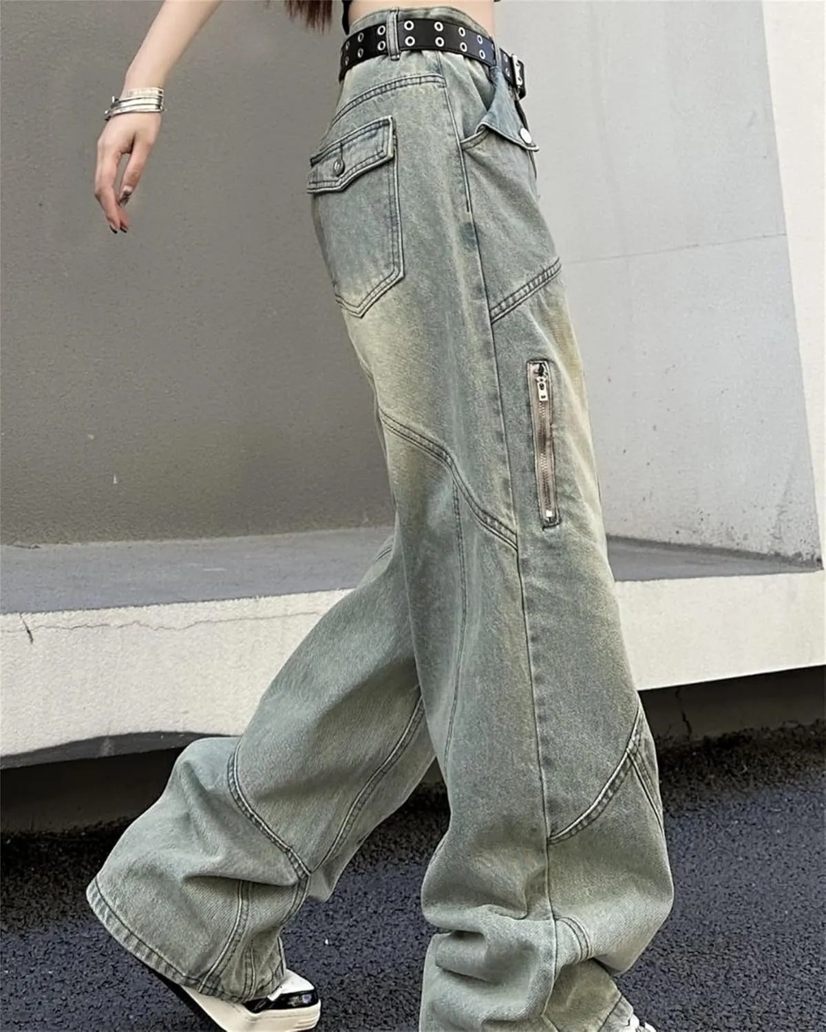 Men's Relaxed Fit Canvas Double-Front Utility Work Pant Baggy Jeans Loose Fit Hip Hop Pants
